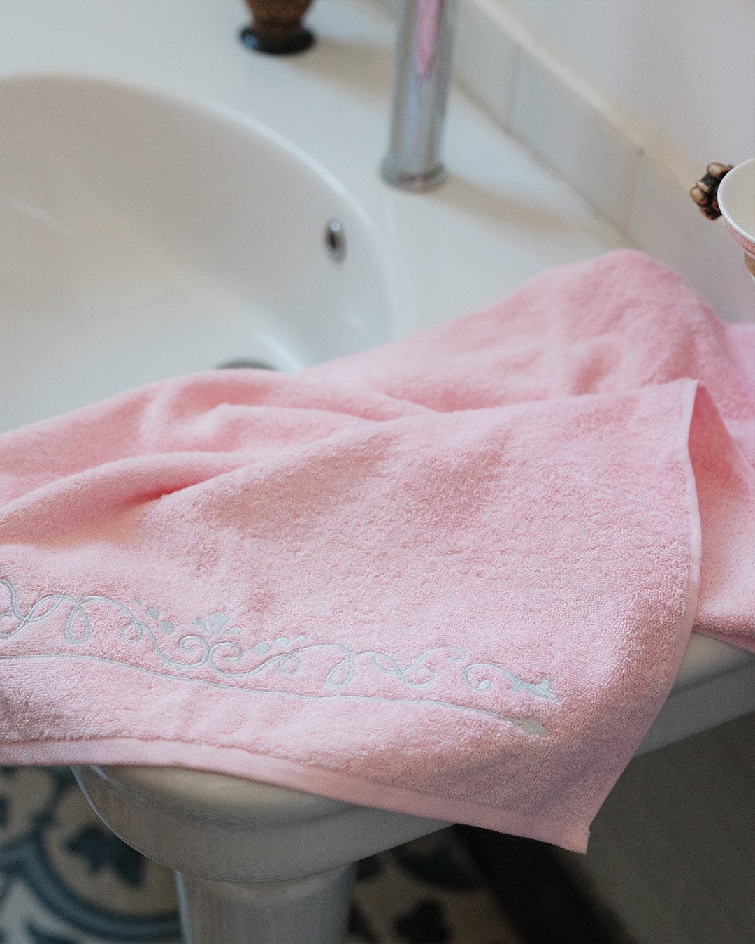 Swirls Embroidered Face Towel