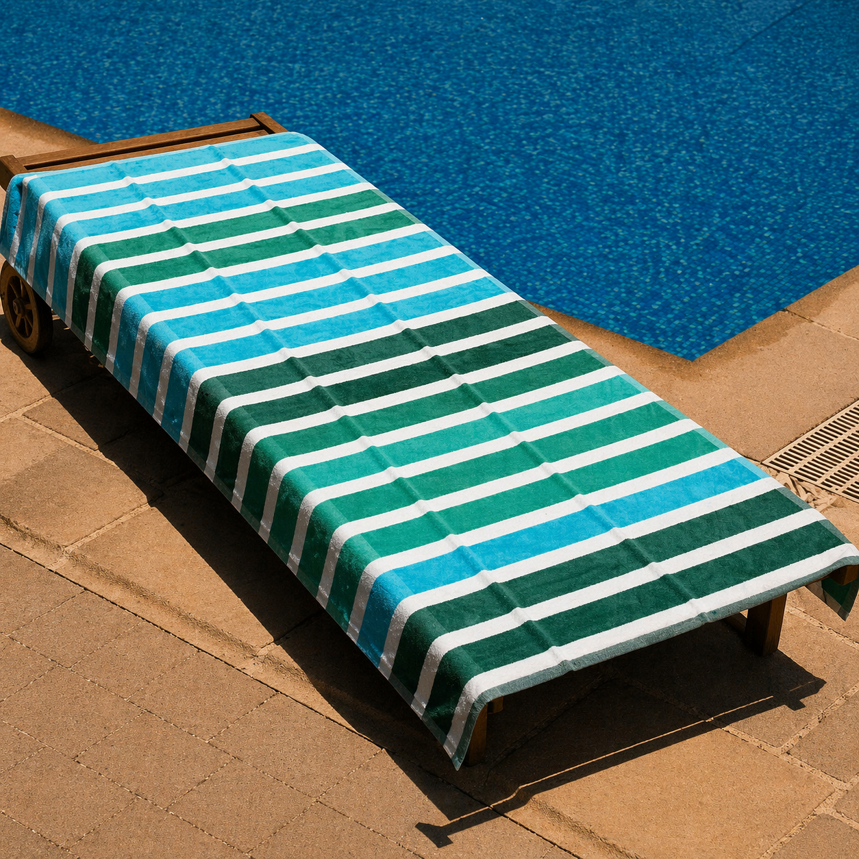 Green Striped Beach Towel