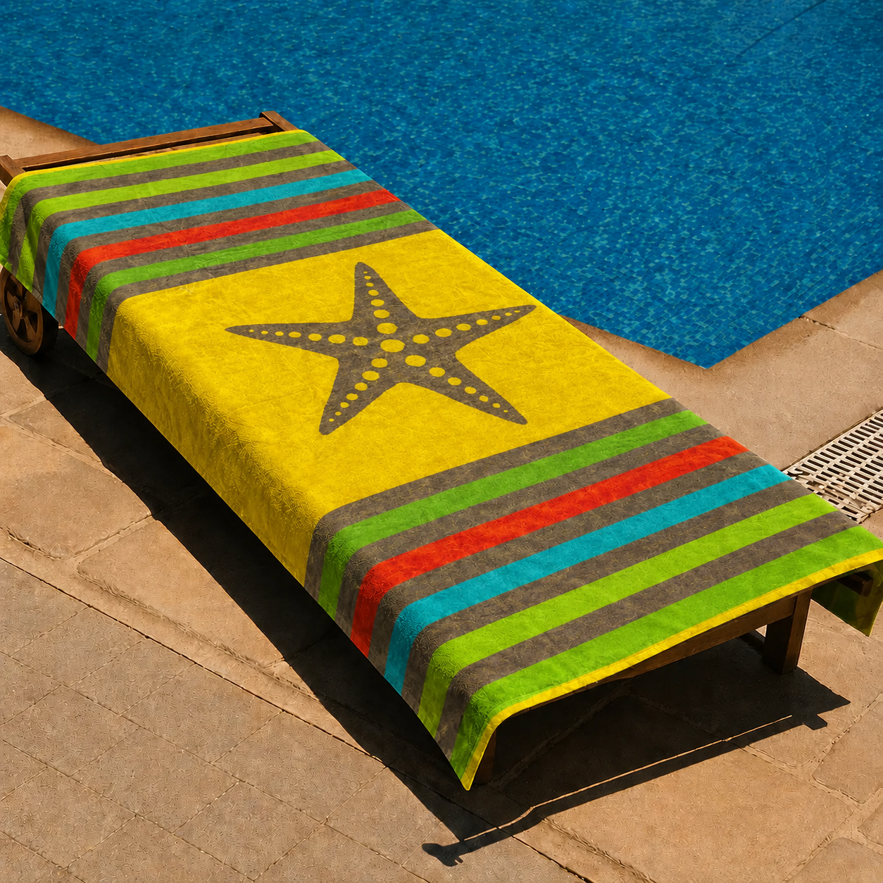 Golden Starfish Beach Towel