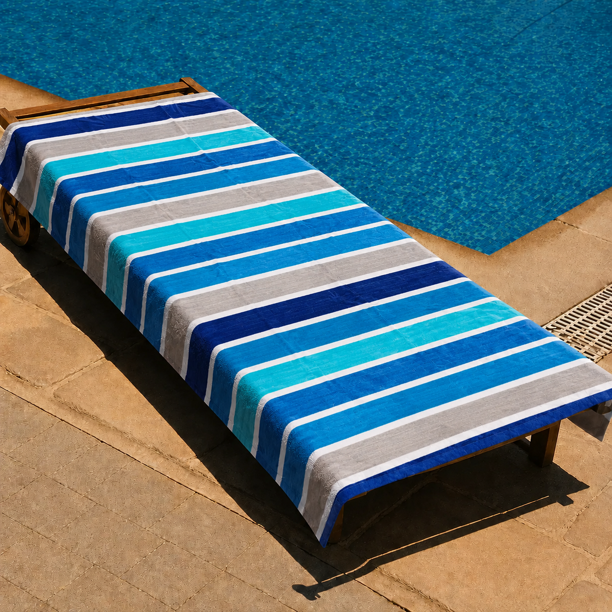 Blue Grey Striped Beach Towel