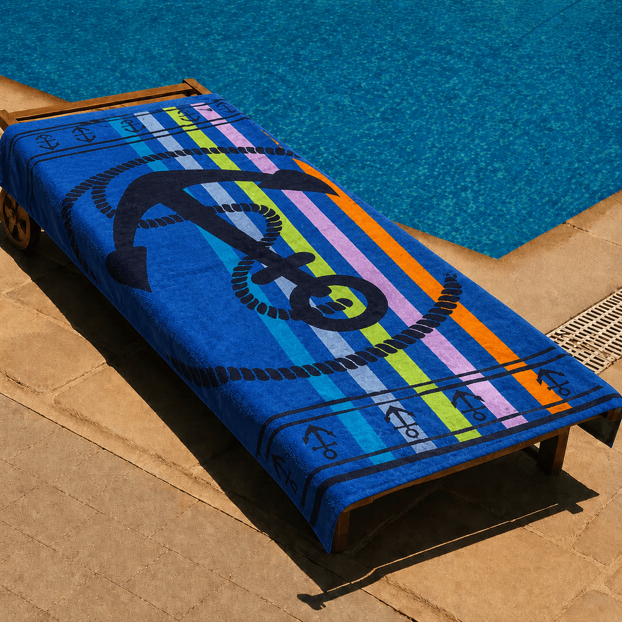 Blue Anchor Rope Beach Towel