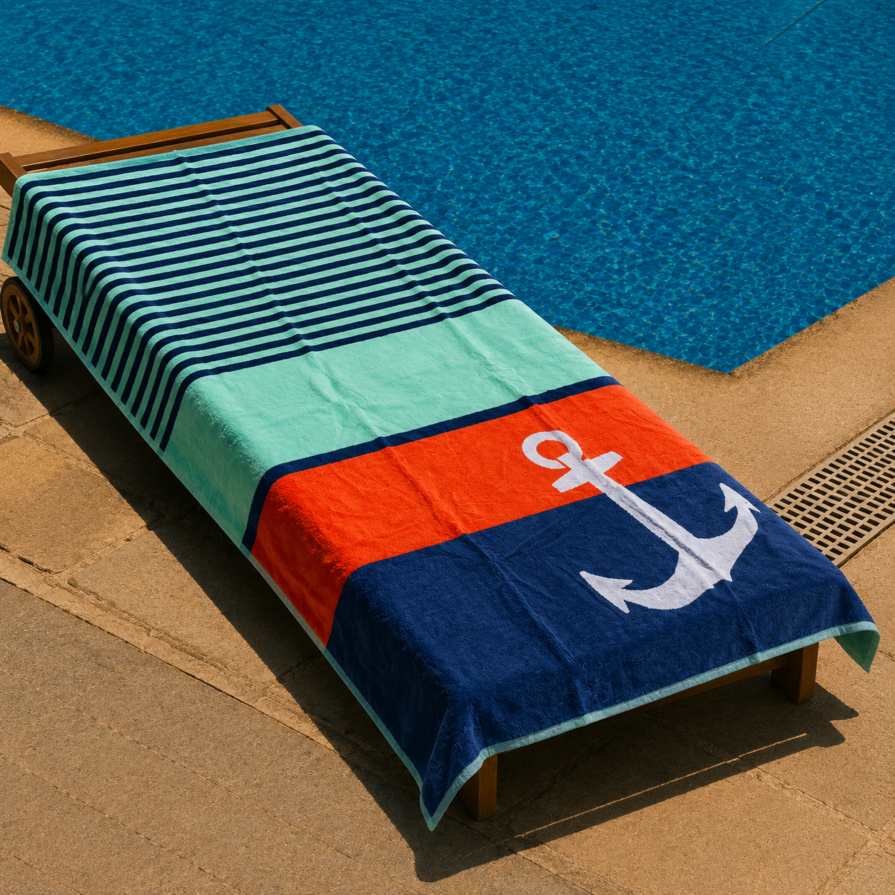 Mint Navy Anchor Beach Towel