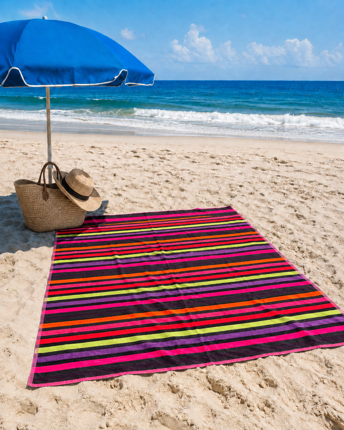 Giant Neon Multi Stripe Beach Towel