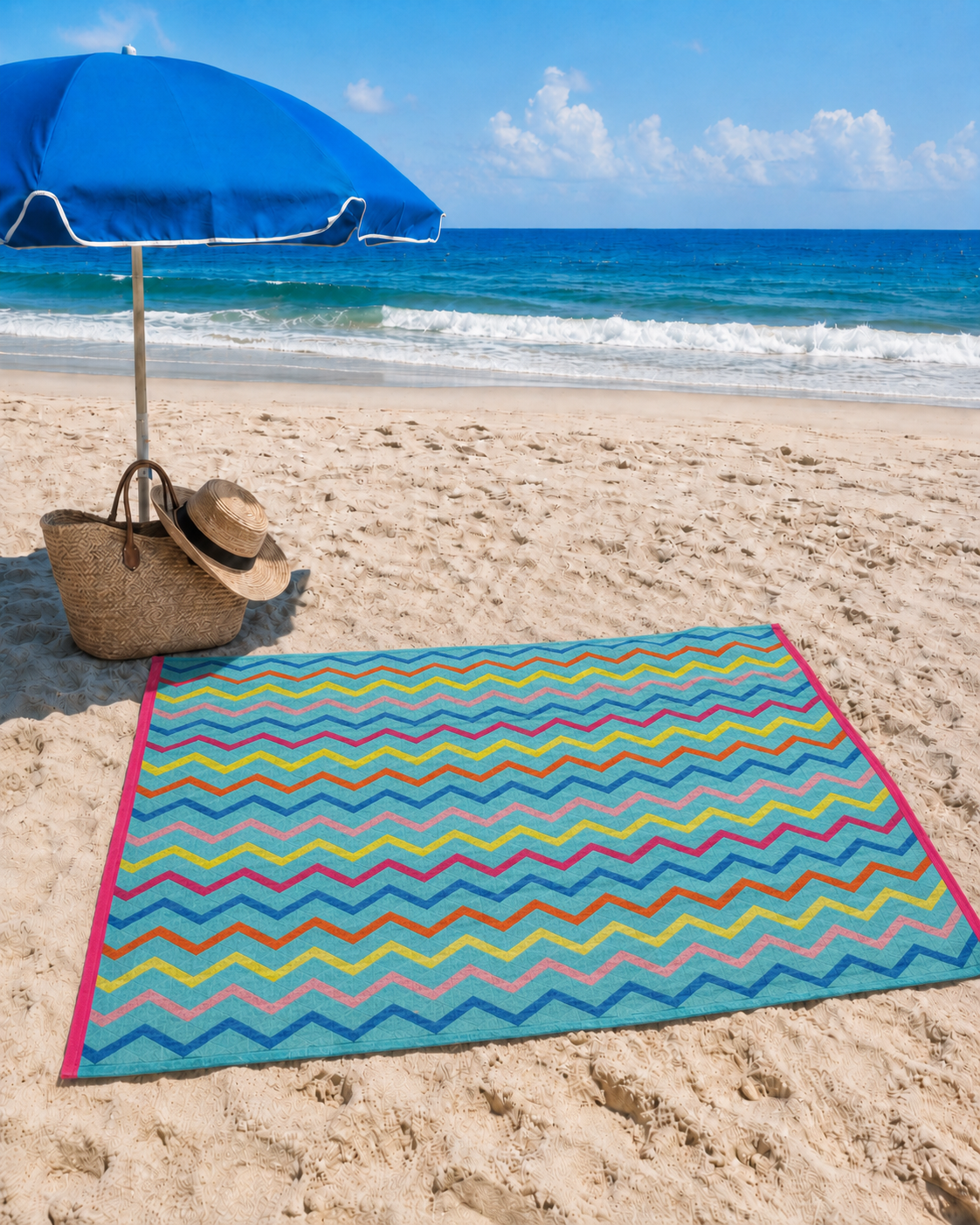 Giant Multicolor Zigzag Beach Towel