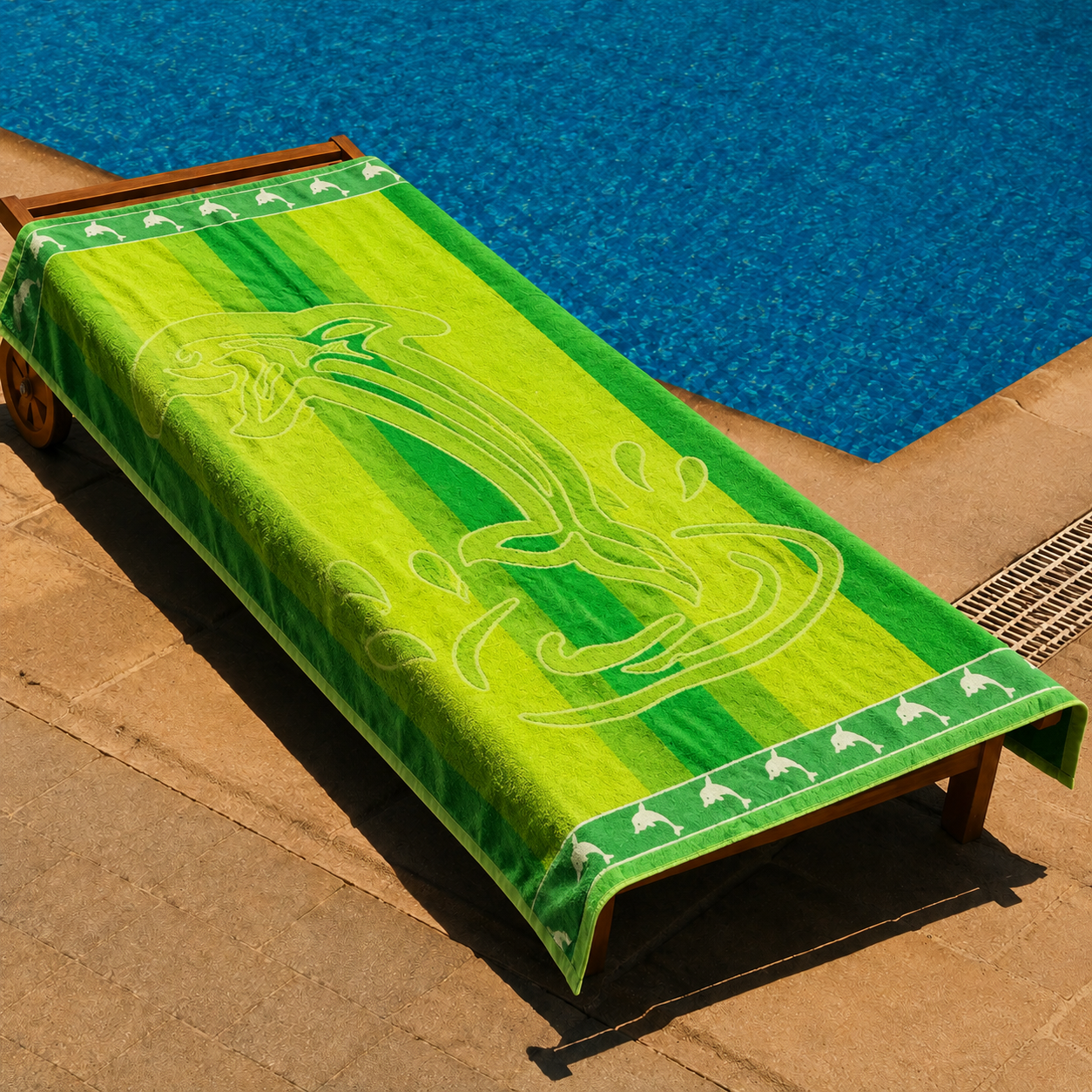 Lime Dolphin Beach Towel