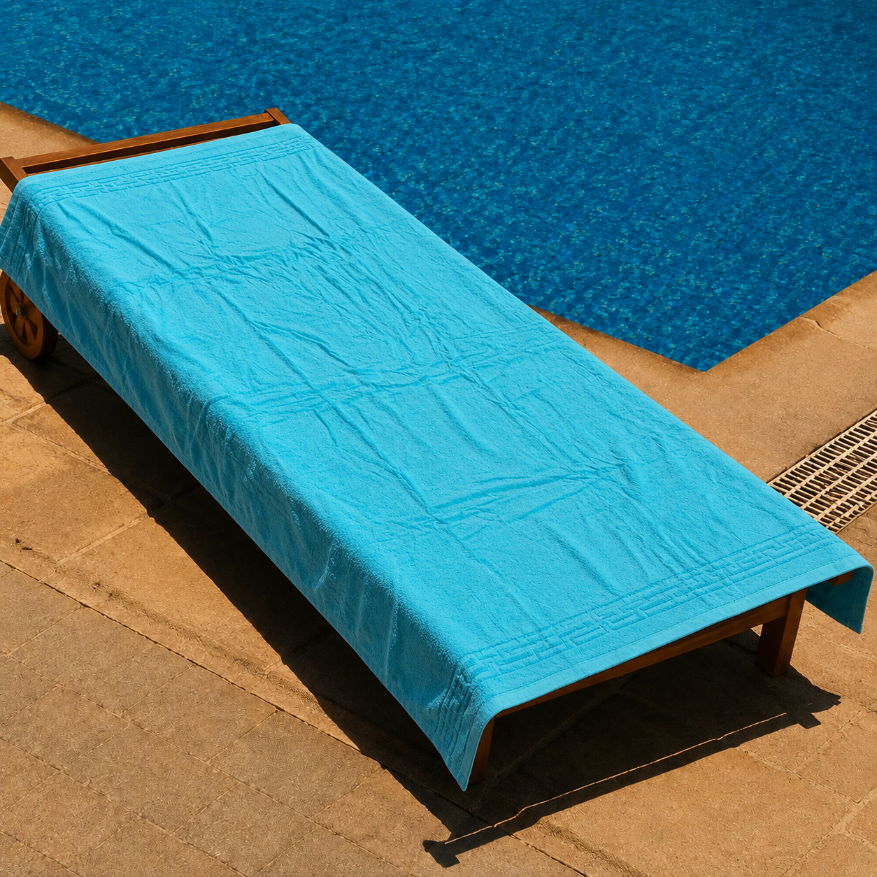 Aqua Border Beach Towel