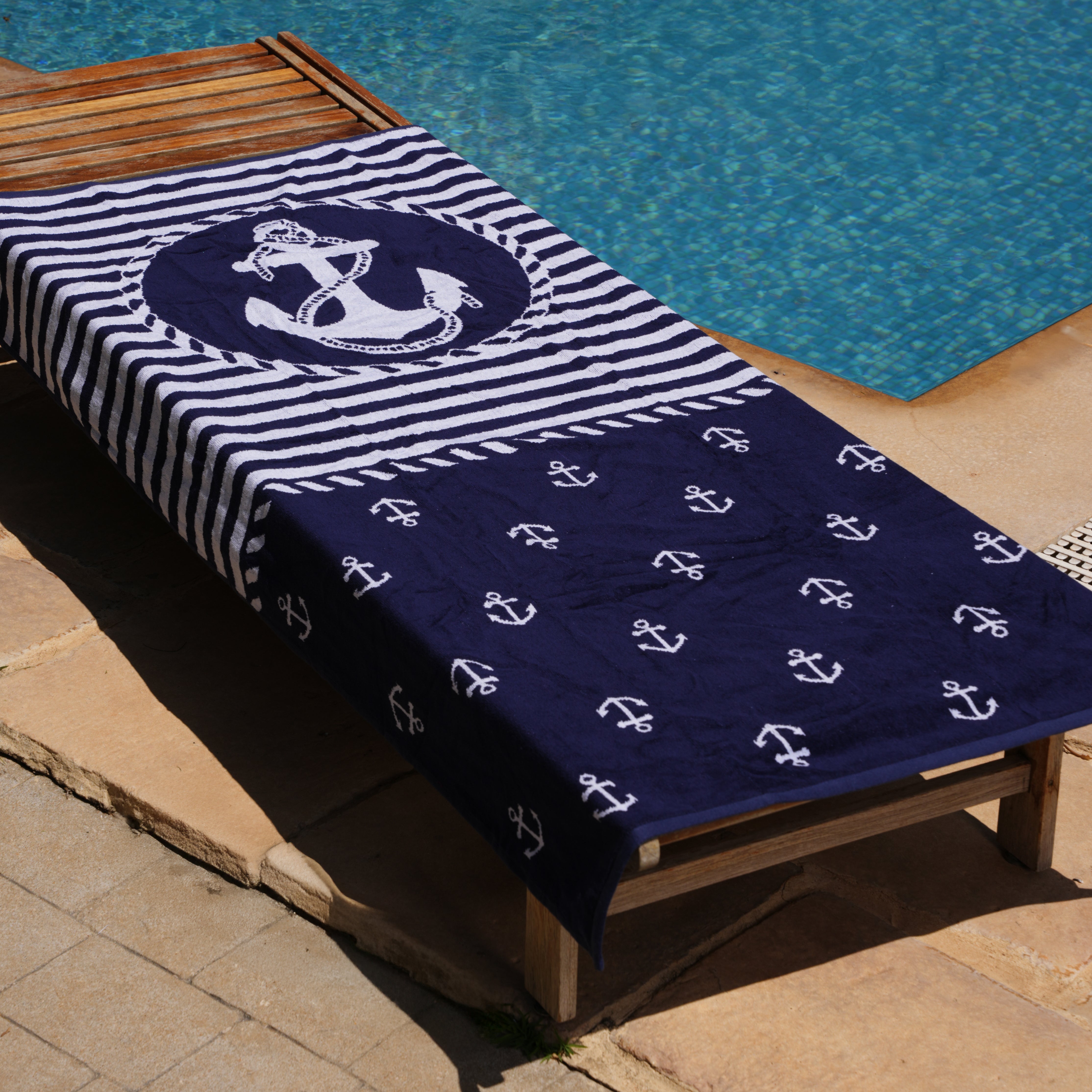 Navy Voyage Beach Towel