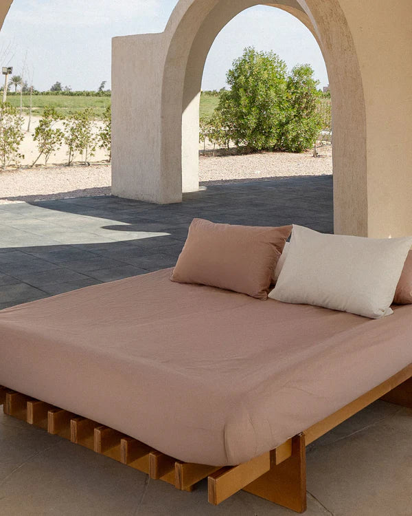 Beige Percale Fitted Bedsheet