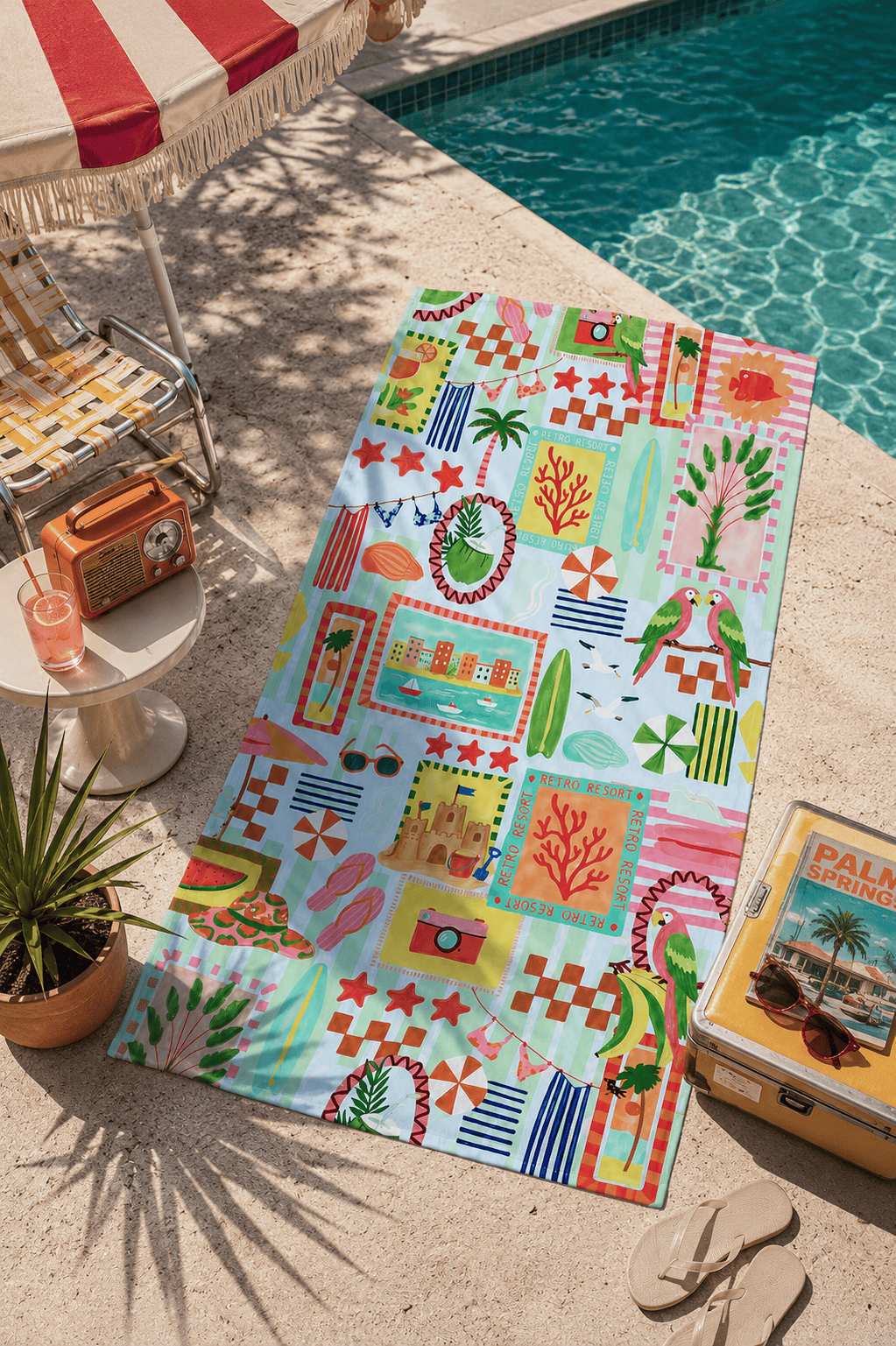 Retro Glow Beach Towel