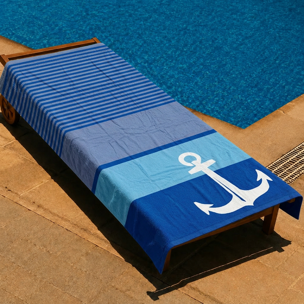 Blue Anchor Blocks Beach Towel