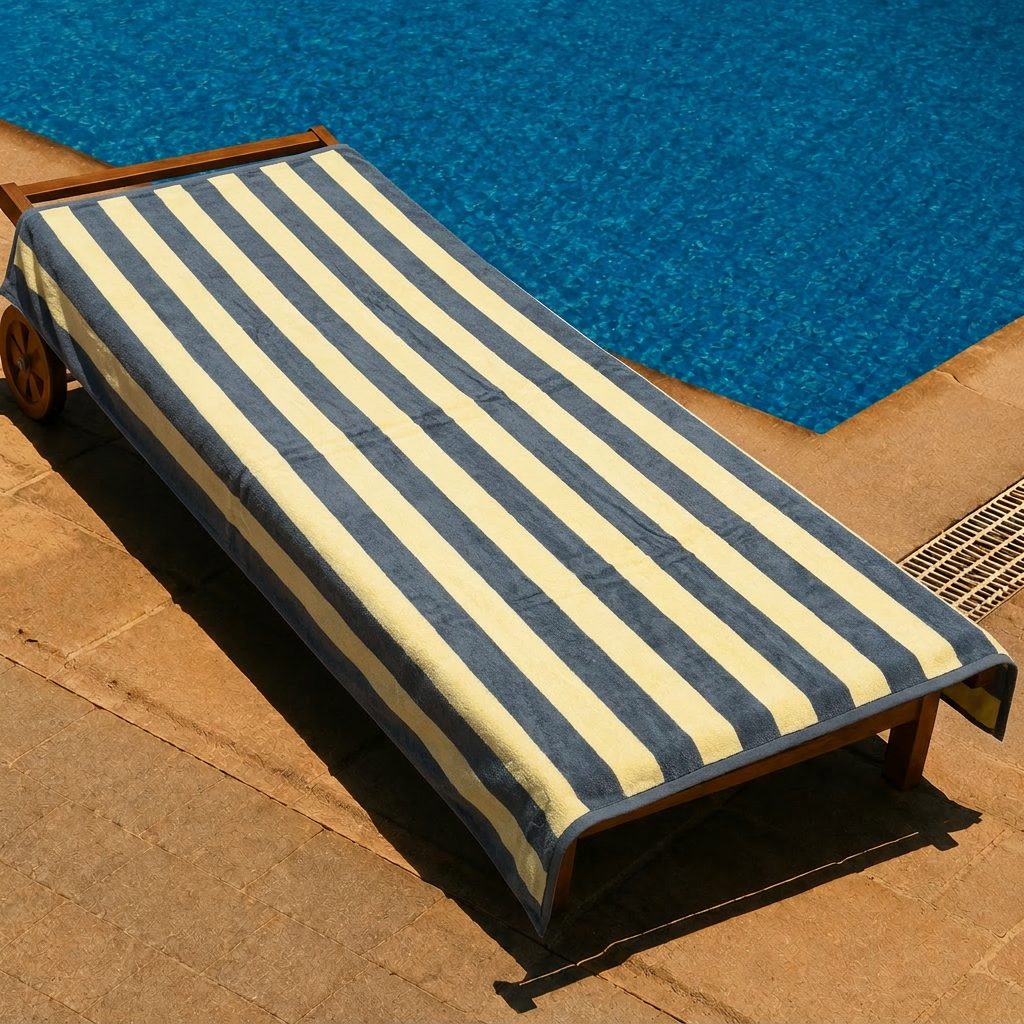 Grey Beige Striped Beach Towel