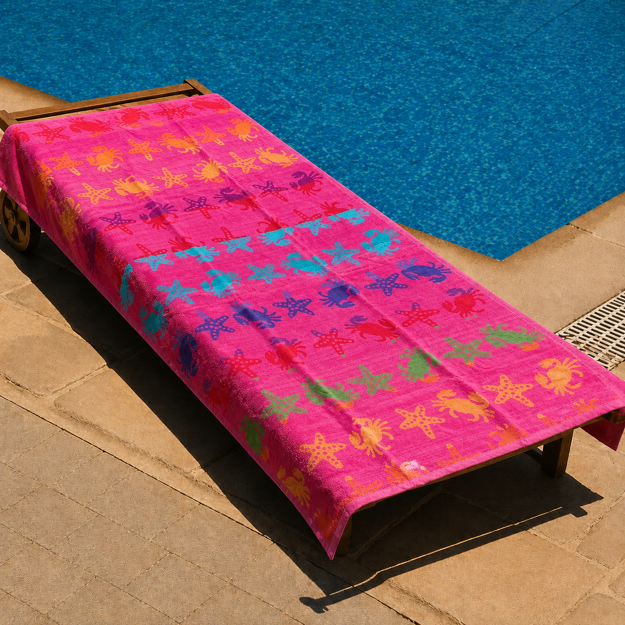 Pink Sea Life Beach Towel