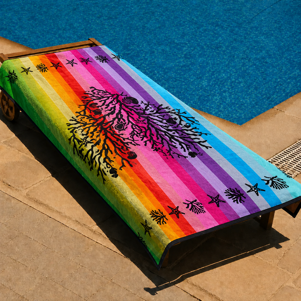 Rainbow Coral Beach Towel
