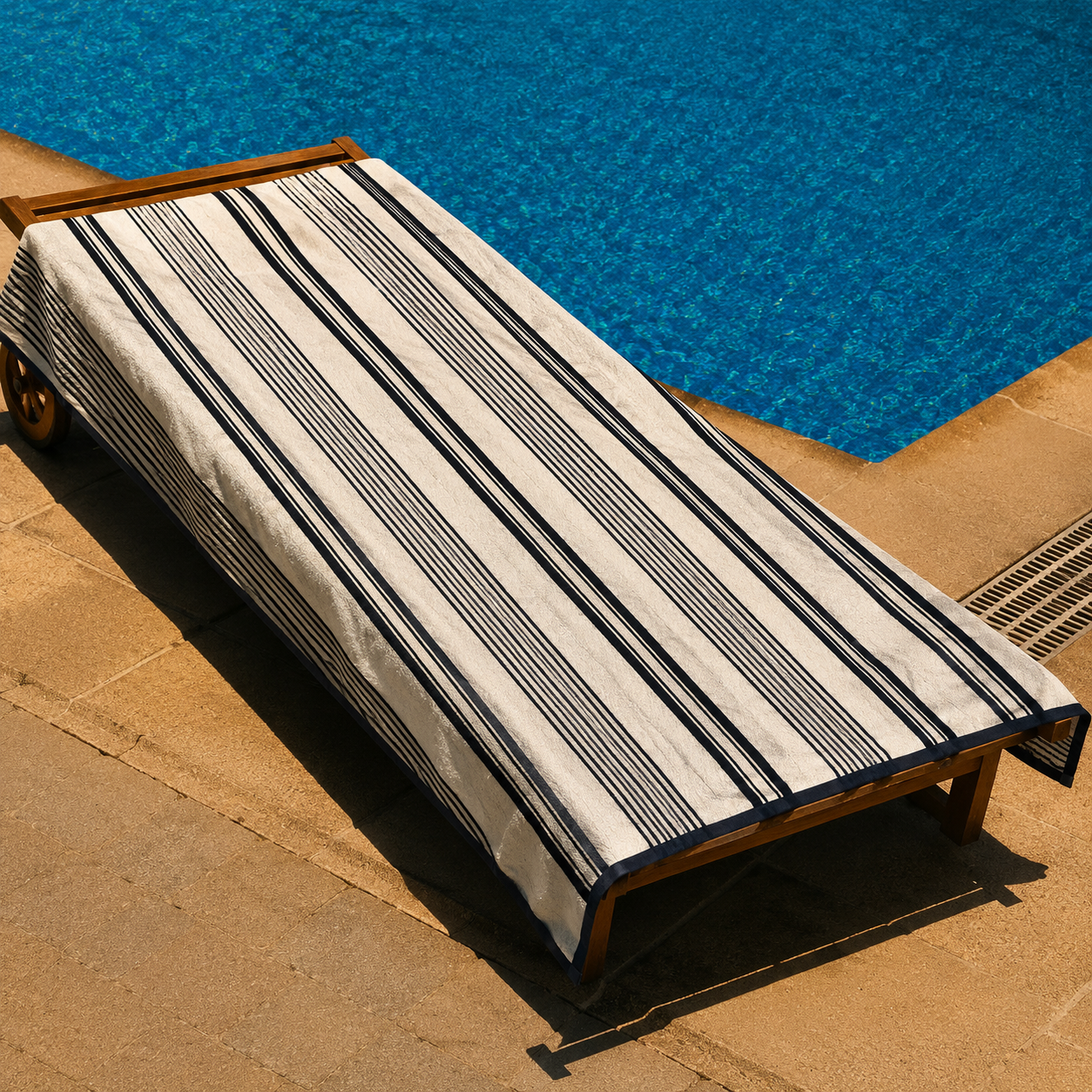 Cream Black Stripe Beach Towel