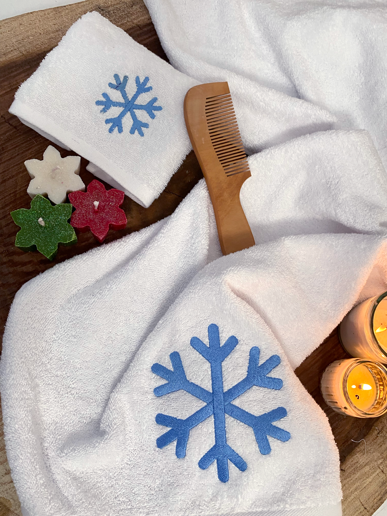 Snowflake Embroidered Christmas Towel