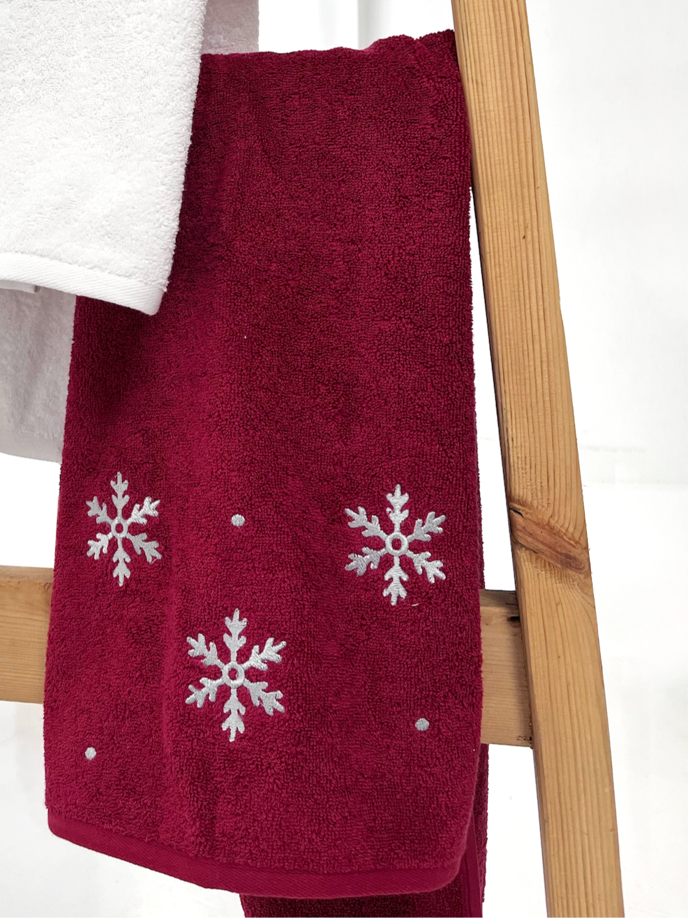 Snowflake Border Embroidered Christmas Towel