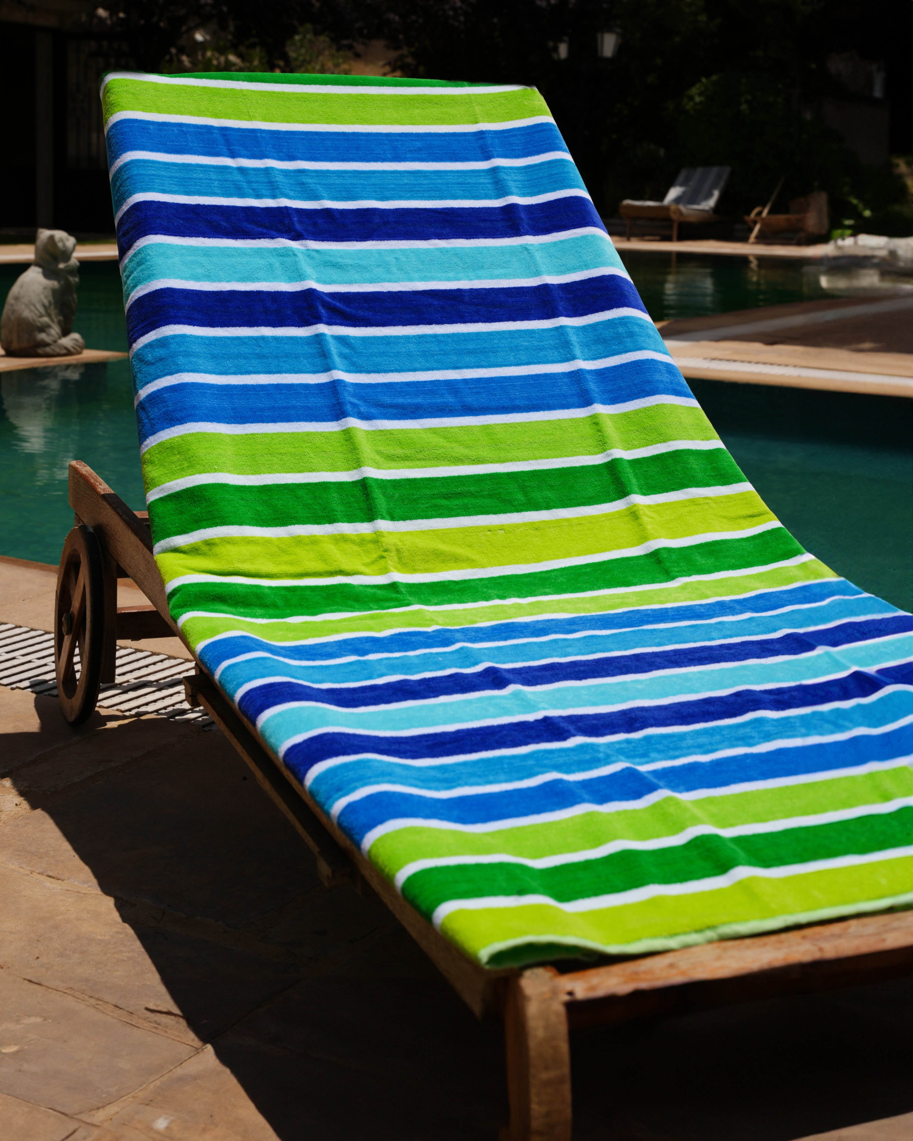 Blue and Green Stripes Beach Towel