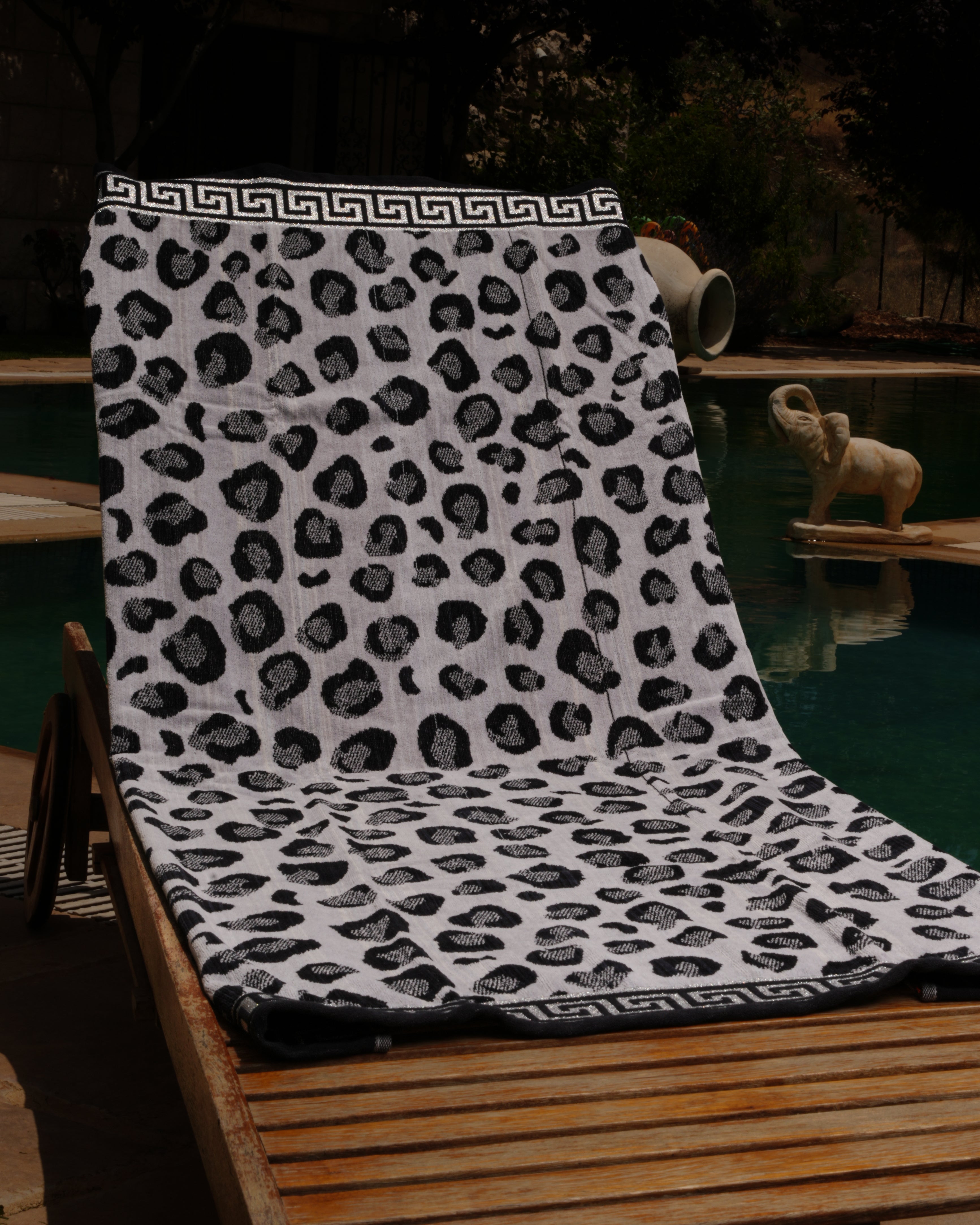 Grey Leopard Beach Towel