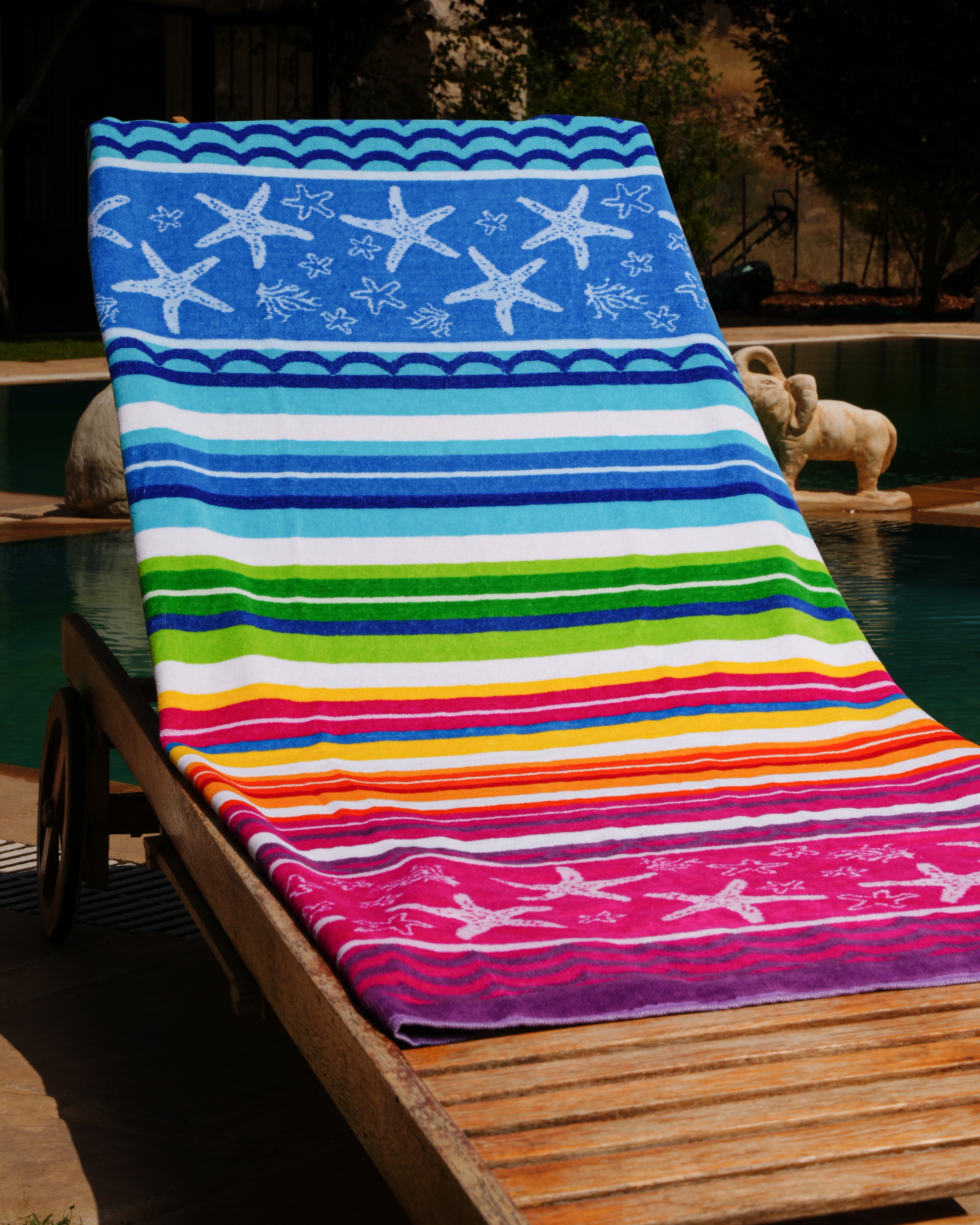 Starfish Multicolor Striped Beach Towel