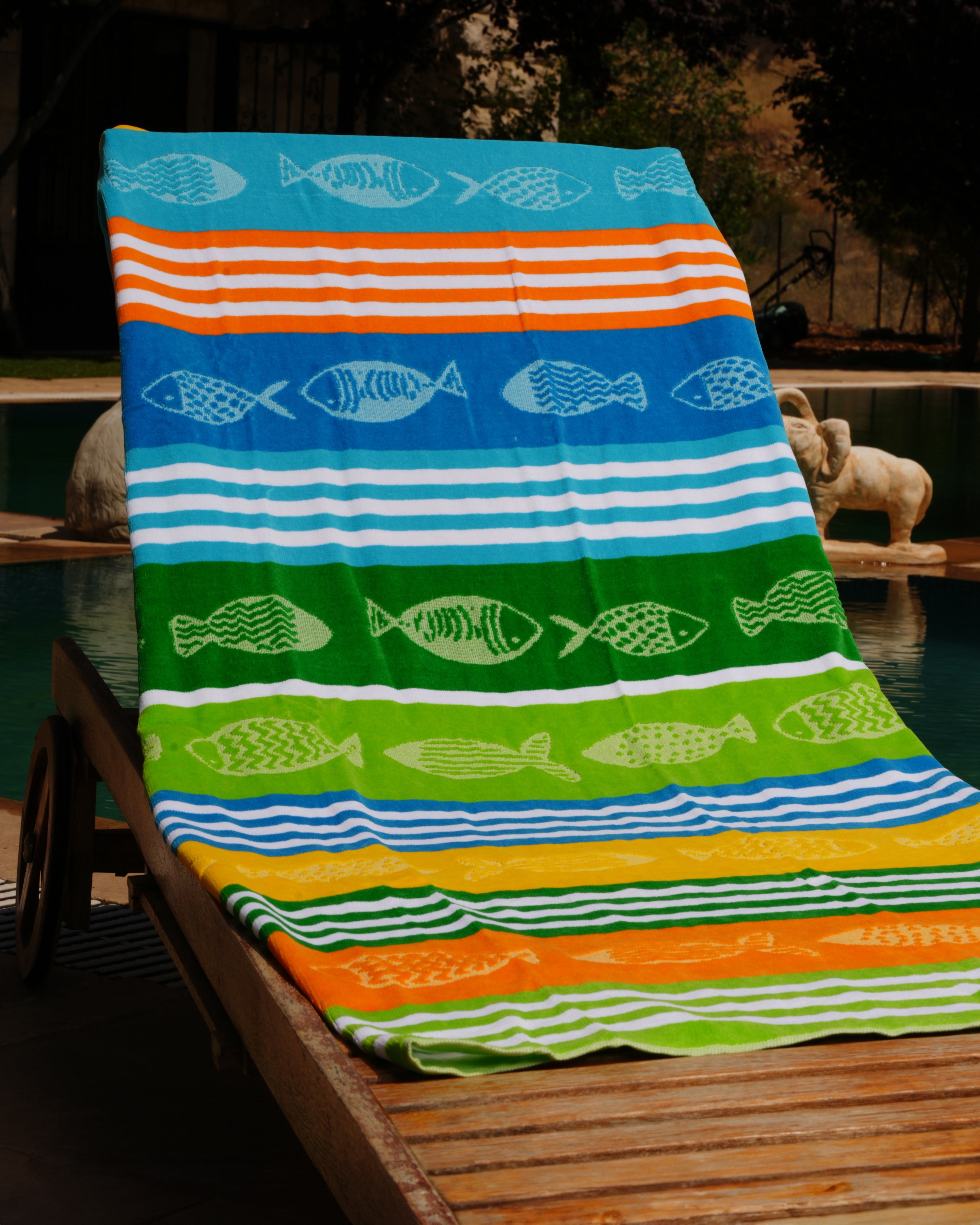 Green Multicolor Seafish Beach Towel