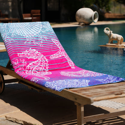 Sea Creatures Ombre Beach Towel