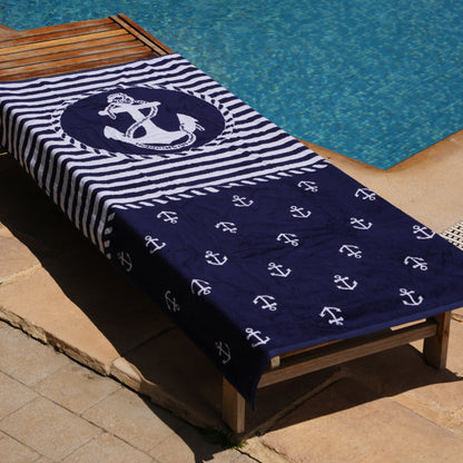Navy Voyage Beach Towel