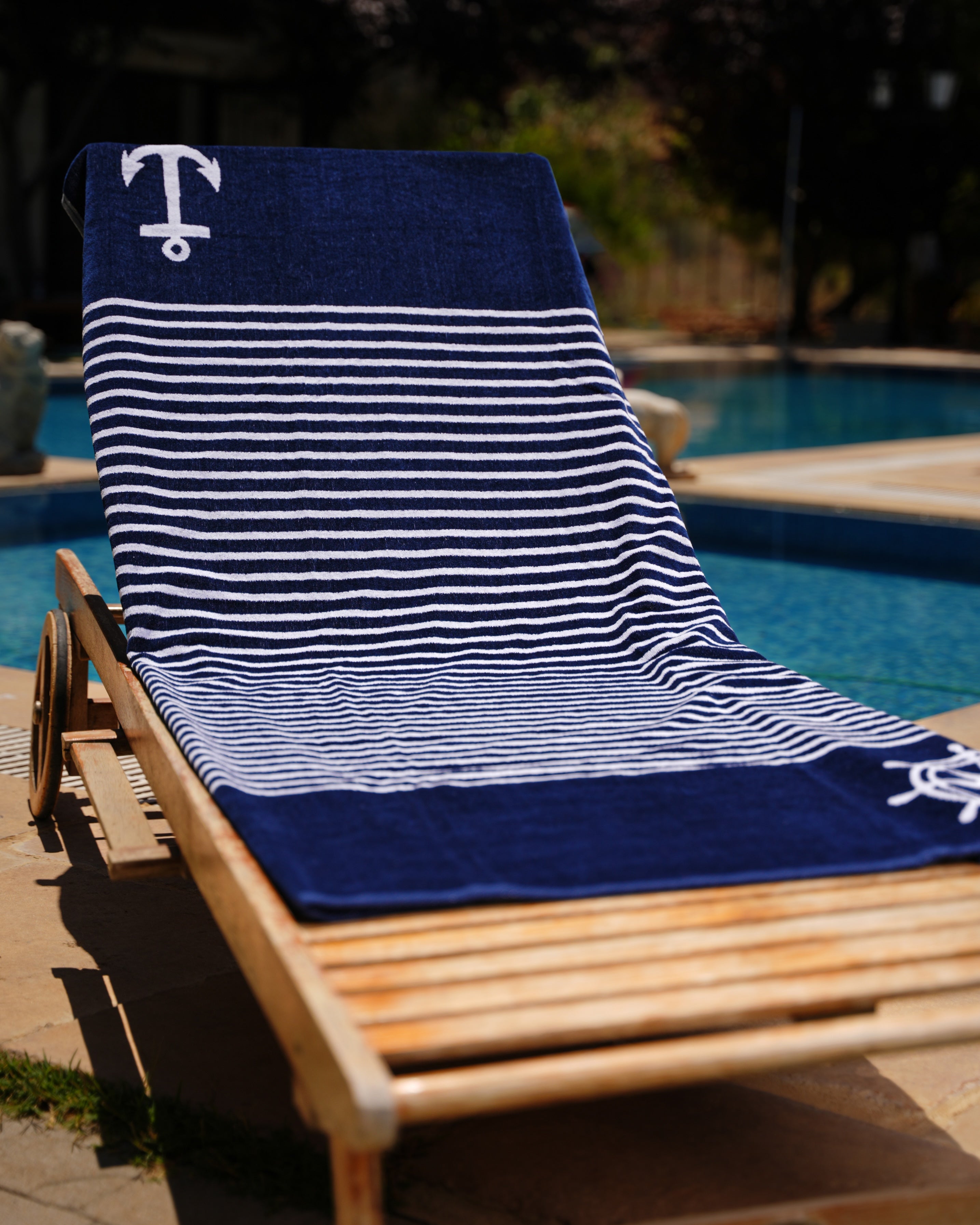 Striped Sailor's Navy Beach Towel