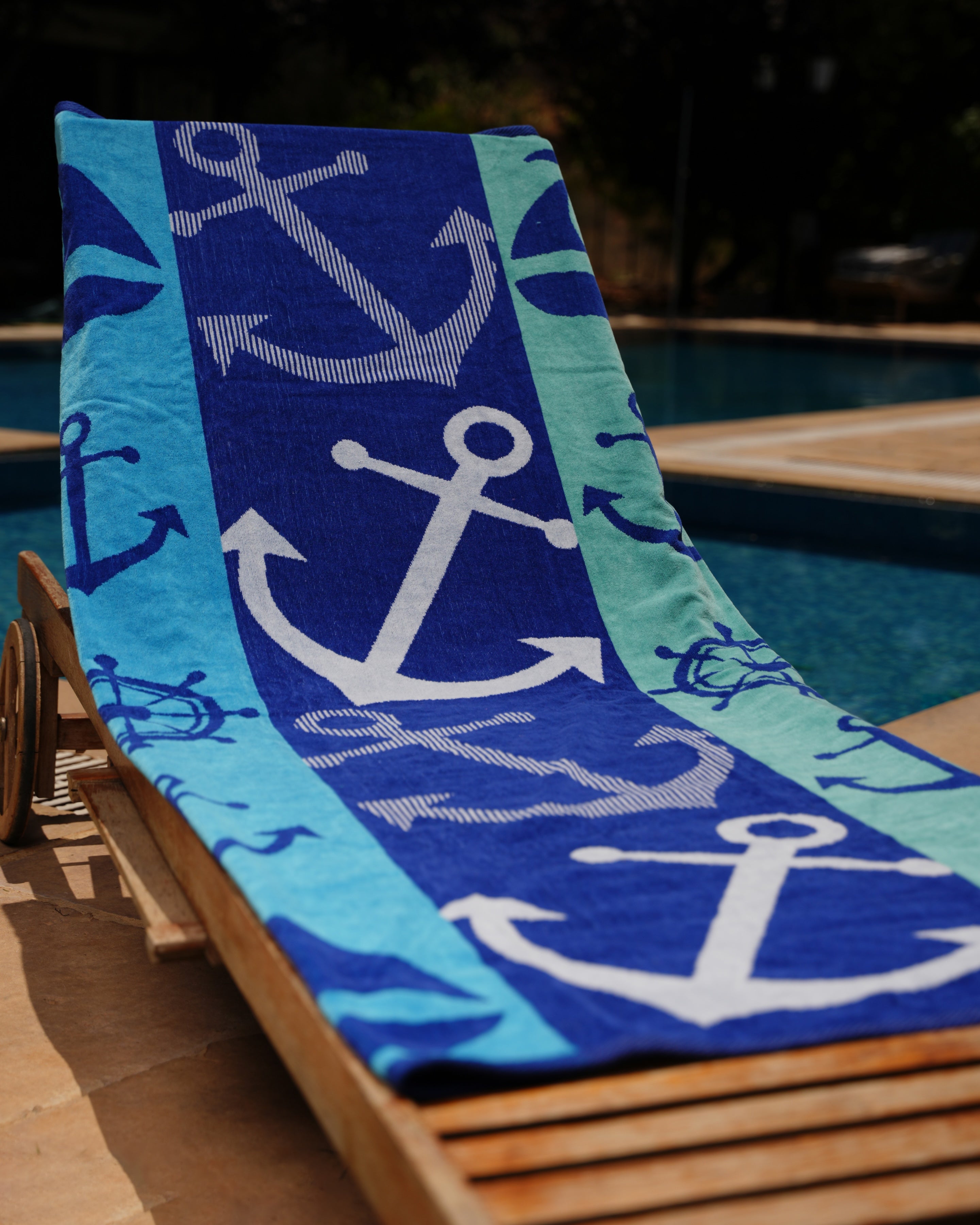 Shades Of Blue Anchor Beach Towel