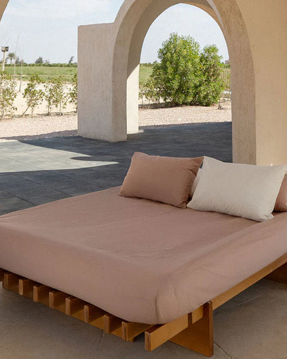 Beige Percale Fitted Bedsheet