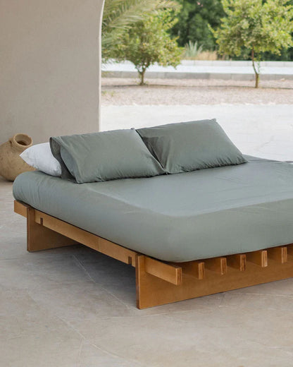 Olive Percale Fitted Bedsheet
