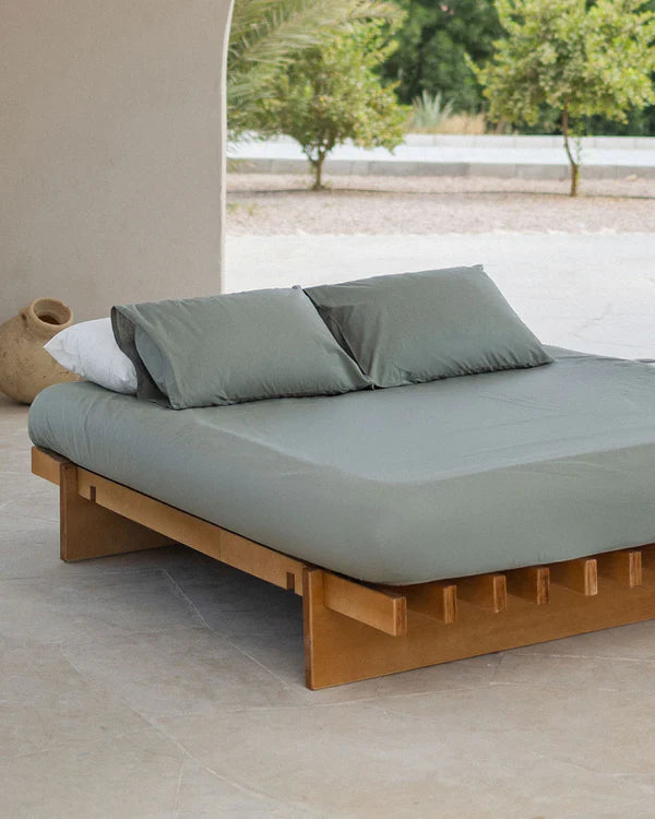 Olive Percale Fitted Bedsheet
