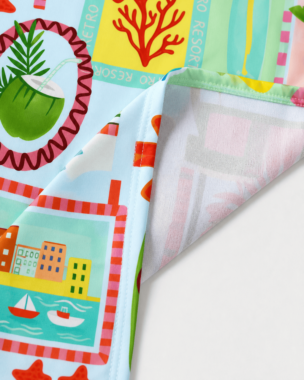 Retro Glow Beach Towel edge detail