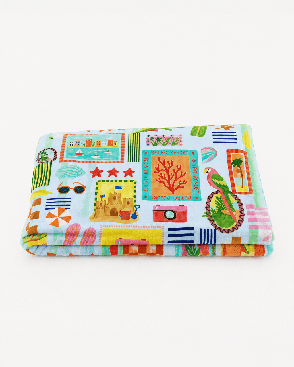 Retro Glow Beach Towel folded